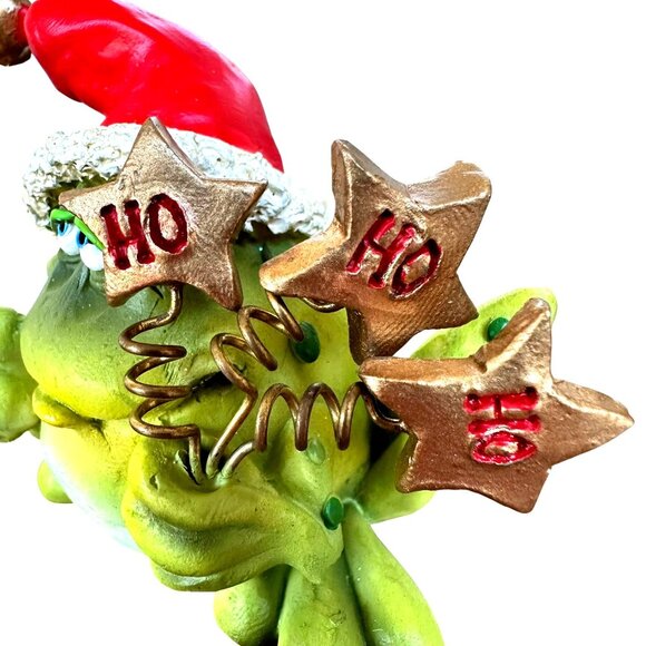 Vintage Russ Christmas Douglas Frog Figurine Ho Ho Ho Santa Hat Toad Gift Peace - Picture 6 of 10